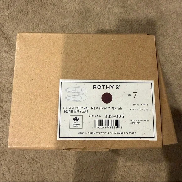 Rothy's Women's ReVelvet Max Syrah Square Mary Jane Knit Slip-On Flats Size 37 - Picture 4 of 6